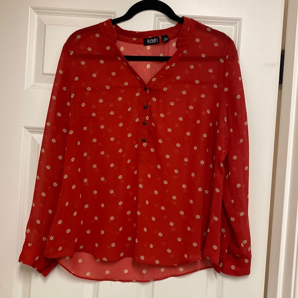 a.n.a A New Approach Petite red and gold blouse